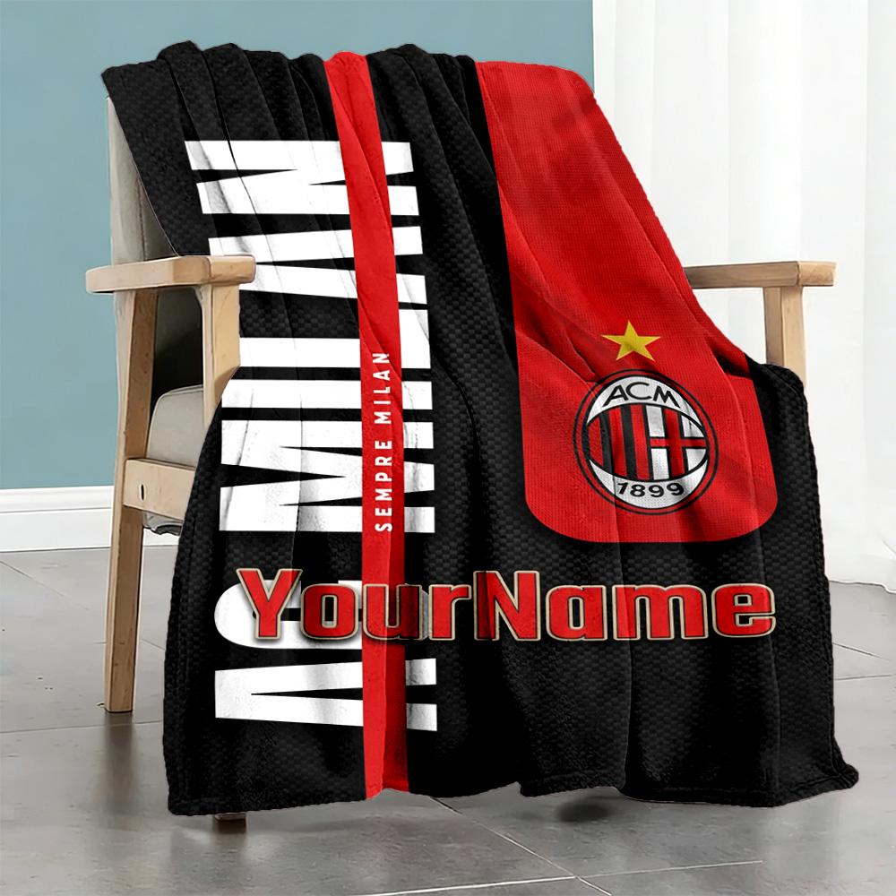 Ac Milan Personalized Name Blanket Gift Personalized Blanket Soft & Cozy for Seaside Home Decor Living Room Office Four Seasons Universal