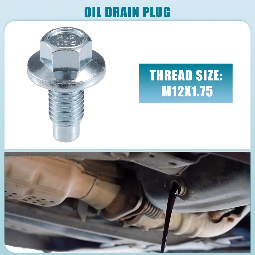 A ABSOPRO Car Drain Plug Fits No.11519933, 11562588, 9L8Z6730A, Bu ick, Enclave 2008-2017 Metal, Silver-Tone