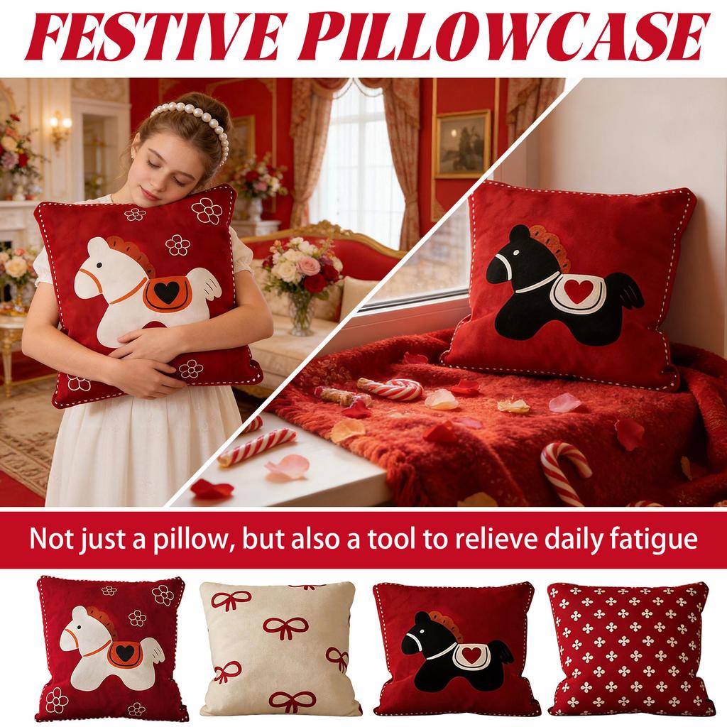 Festive Red Cushion For Living Room Sofa Backrest, Bedroom Bed Cushion Cover For The Year Of