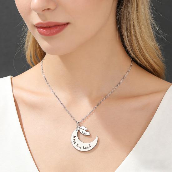 1 Pair Necklace Family Bonds Moon Heart-Shaped Pendant Necklace Mom Daughter Matching Charm Necklace Jewelry Accessories