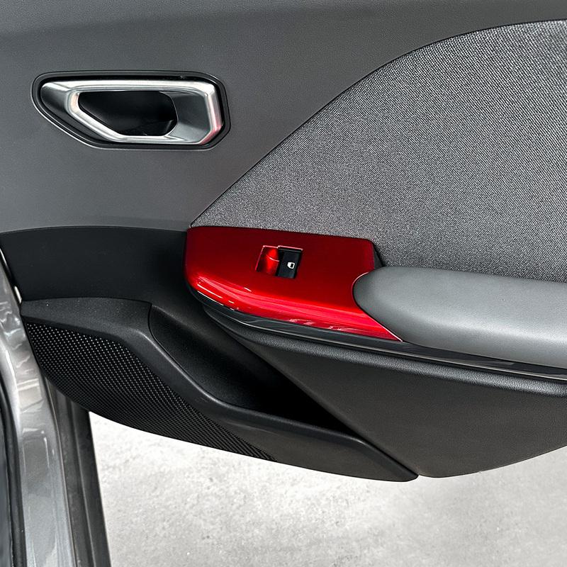 Red Car Window Glass Switch Button Panel Door Handle Armrest Trim Cover For Kia K4 2024 2025 2026 LHD