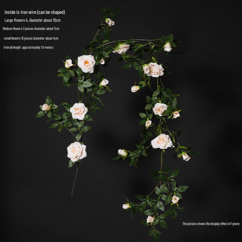 Rose Vine Artificial Flower Decor for Air Conditioner Pipes or Balcony Railings