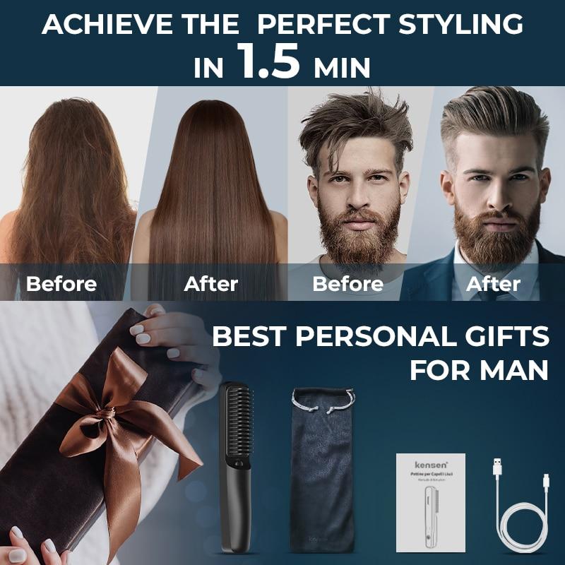 Peine de alisado de iones negativos KENSEN Cepillo de cabello calentado  inalámbrico para hombres y mujeres USB Charge-Black comprar a buen precio —  entrega gratuita, reseñas reales con fotos — Joom