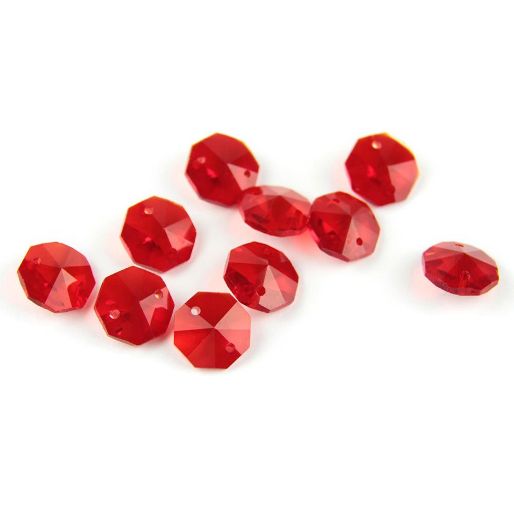 100Pcs 14Mm Crystal Chandelier Parts Glass Octagon Beads In 1 Hole/2 Holes Diy Strand Accessories Sucatchers For Home Decoration