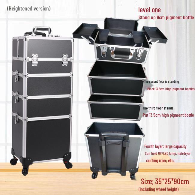 Lockable Multi-Layer Makeup Trolley Case for Nail Art & Beauty