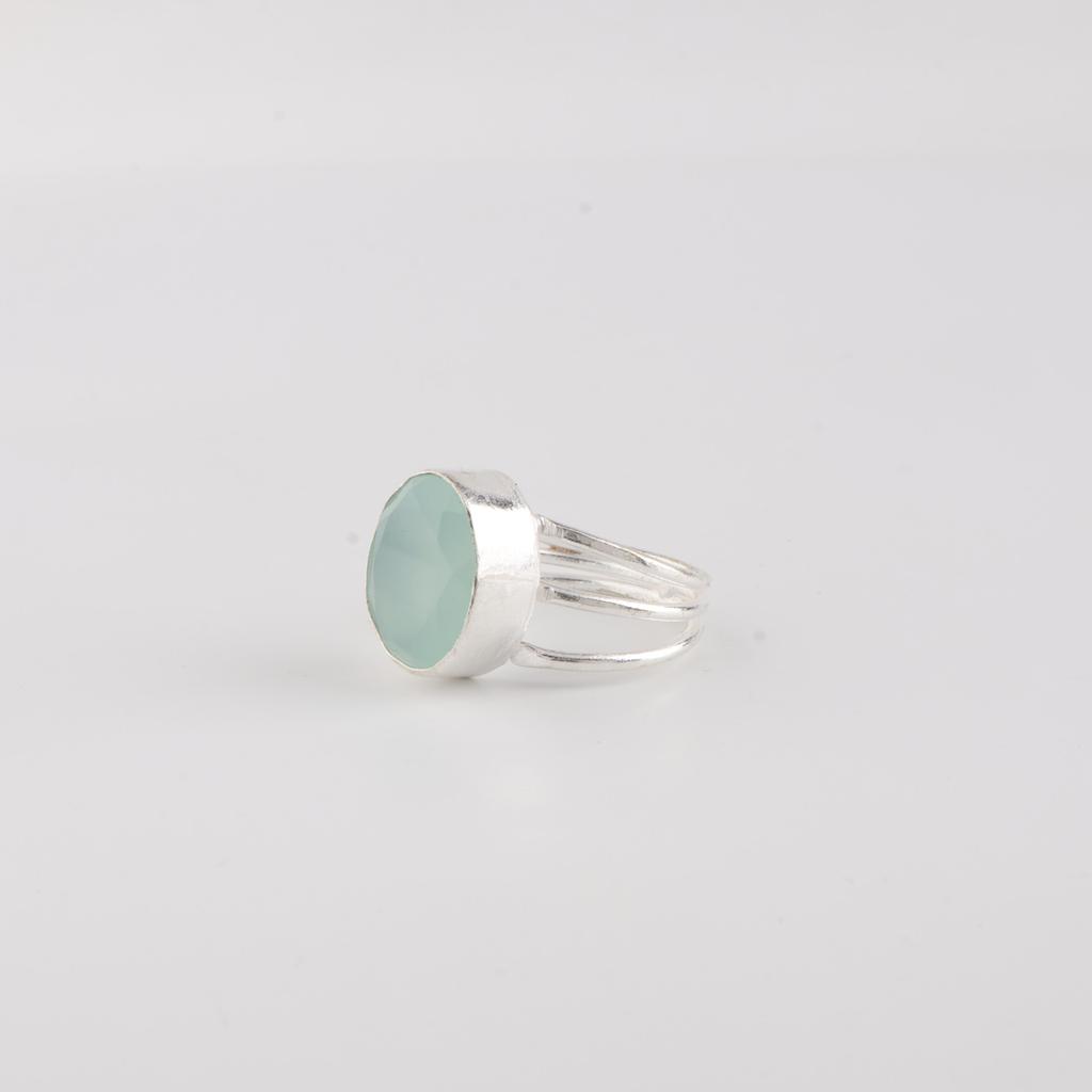 Aqua Chalcedon Edelstein 925er Sterling Silber Designer Verlobungsring Für Deine Liebe RR-73-19