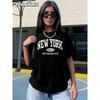 European Size [Stylish Printed T-Shirt] Breathable, Lightweight Ladies' NEW YORK BROOKLYN THE EMPIRE CITY Printed T-Shirt