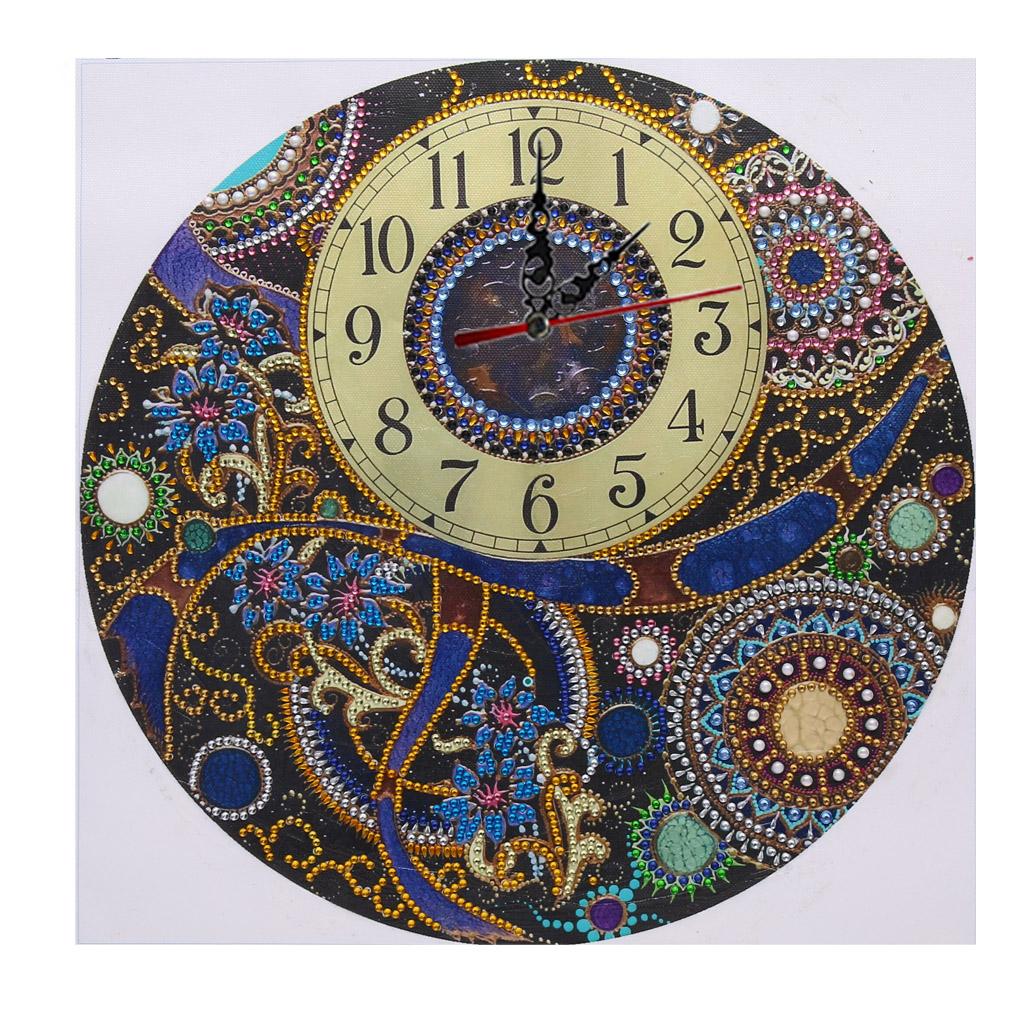 Handmade Clock Special Shaped Crystal Diamond Painting Wall Clock Embroidery Living Room Decor Flower Mandala Clock Supplier 35x35cm