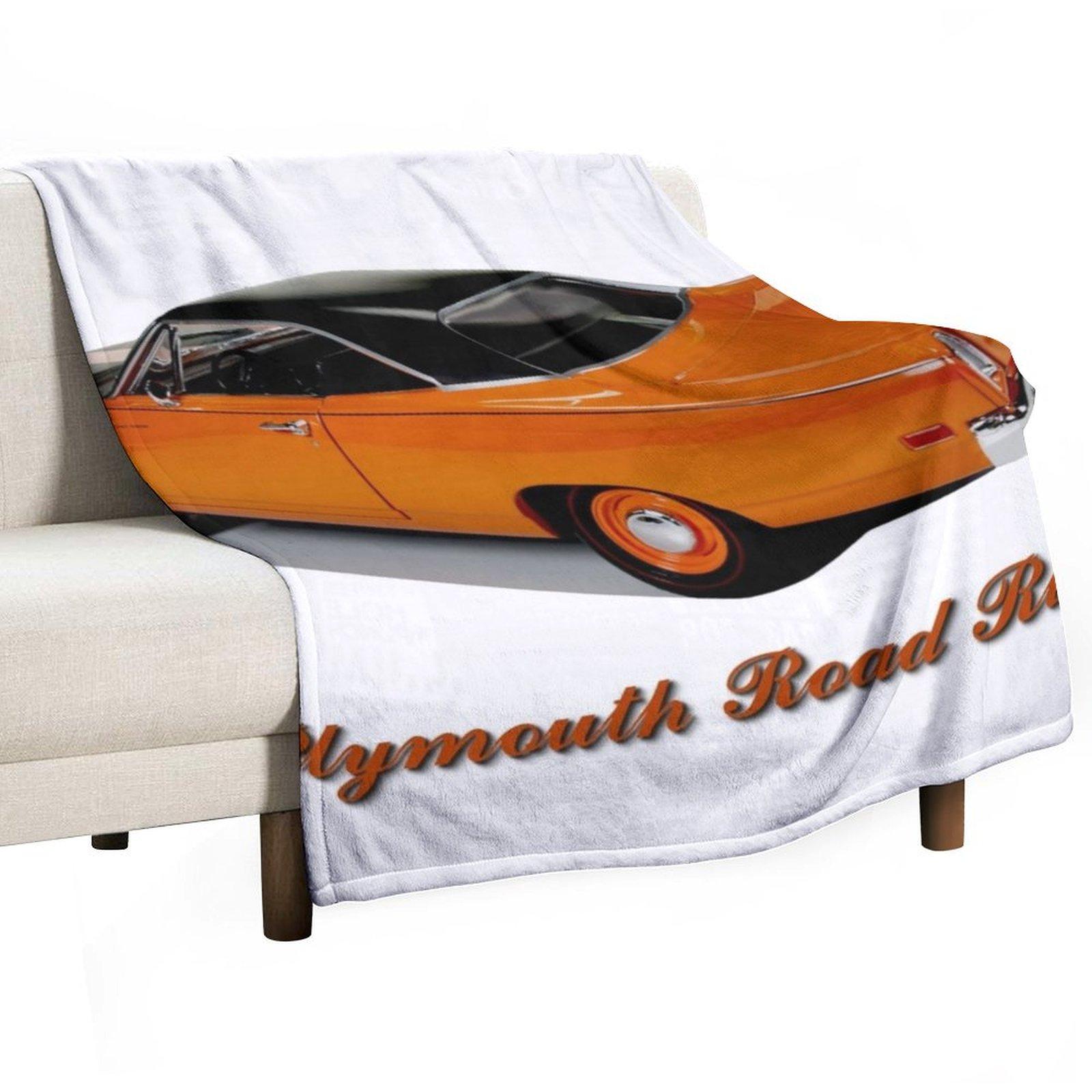 My 1969 Plymouth RoadRunner Compettition Orange Black Top Throw Blanket Custom anime Weighted valentine gift ideas Blankets 30x40in