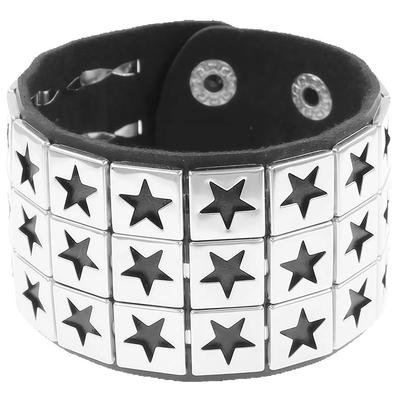 DIEZI 3 Rows Harajuku Gothic Goth Wrap Bracelet For Women Men Punk Vintage Black PU Leather Star Charm Bracelet Bangles Jewelry