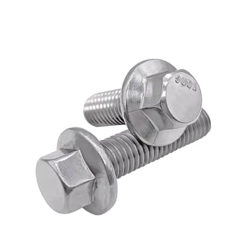 304 Stainless Steel Serrated Flange Hex Head Screws UNC Size 1/4-3/8 Anti-loose Fasteners Auto Motorcycle Replacement Parts