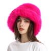 1PC Bucket Hat for Women Thick Plush Winter Faux Fur Fashion Fisherman Cap Furry Luxury