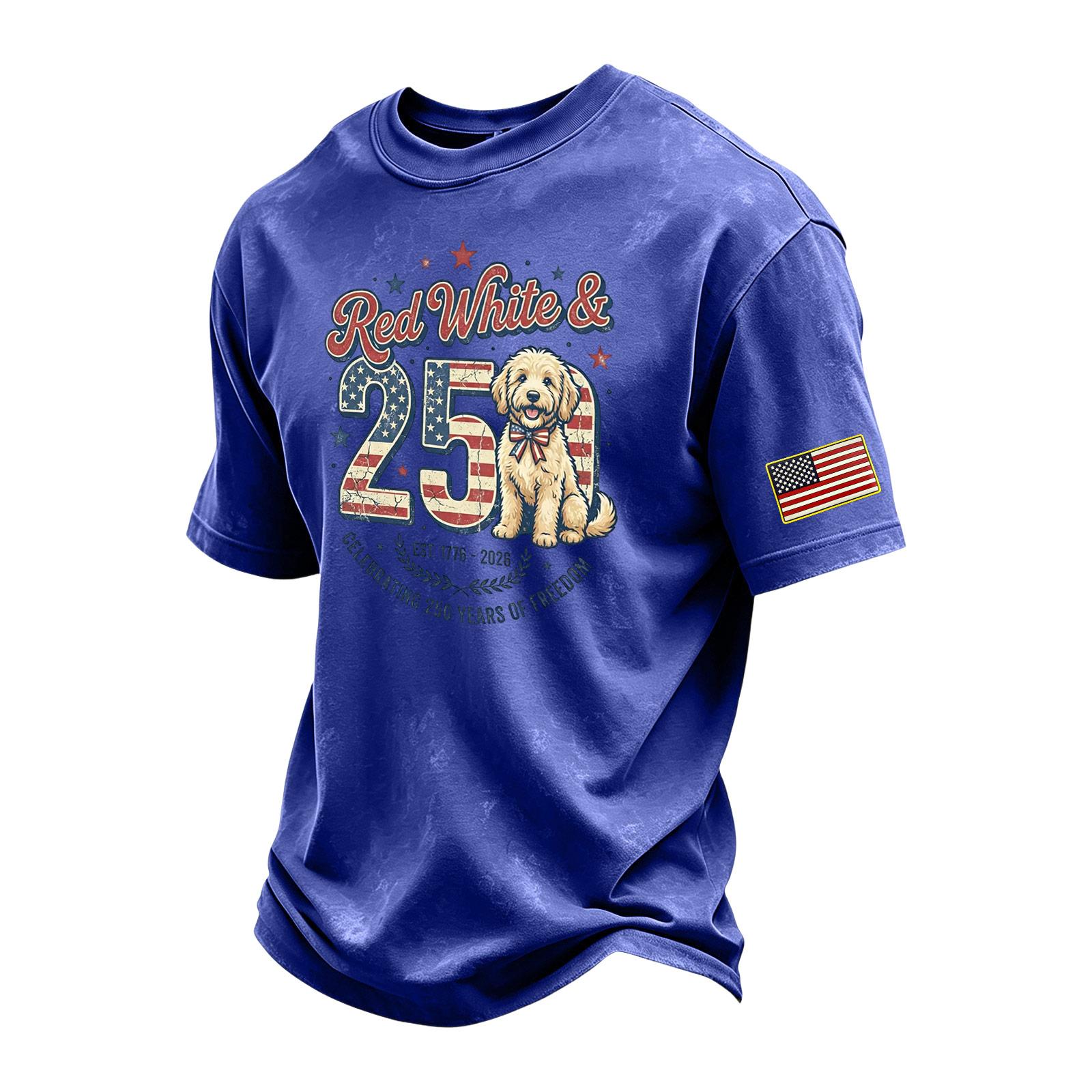 

Men s Vintage Washed Crew Neck Short Sleeve T Shirt with Independent Day Graphic Print Casual Fit Comfortable Fabric L синий