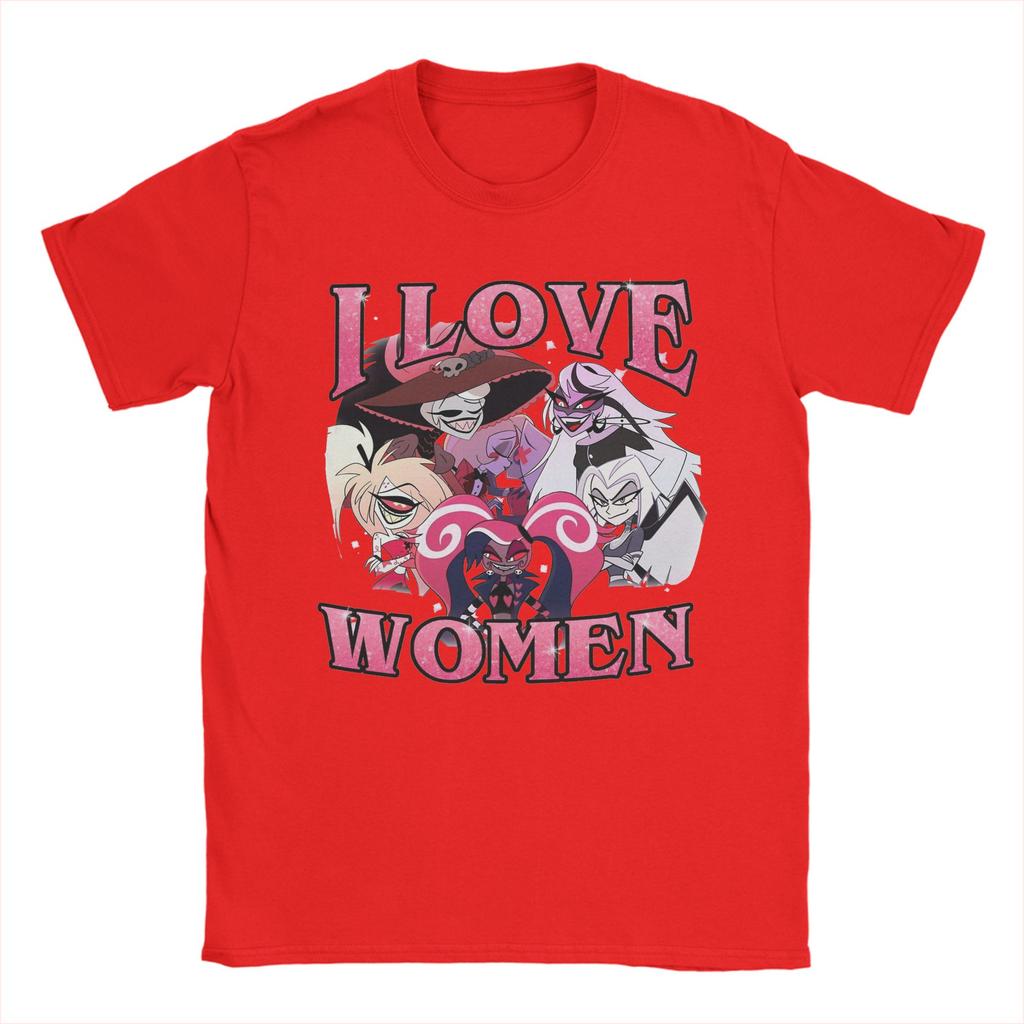 Men's Hazbins Hotels I Love Women T Shirts Cotton Clothes Vintage Short Sleeve Crewneck Tees Plus Size T-Shirts