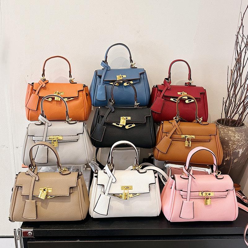 New Lychee Pattern Small Lock Portable Shoulder Messenger Trendy Women's Bag