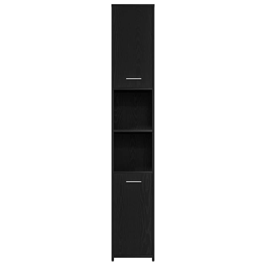 Bathroom Cabinet Black Oak Effect 30 X 30 X 183.5 Cm Particleboard