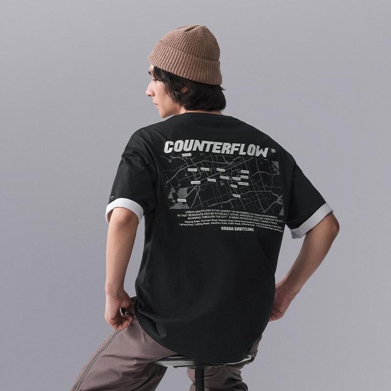 Li Ning CF Letter Round Neck Casual Sports Short Sleeve T-Shirt Men T-Shirts Black ATSU597-1