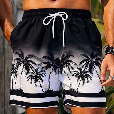 Men's Beach Shorts 3d Coconut Tree Print Street Vacation Casual Polyester Shorts Summer Surfboard Shorts Hawaiian Shorts