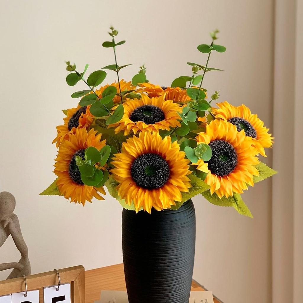Sunflower Luxury Realistic Artificial Flower Bouquet for Living Room Dining Table Display Decor