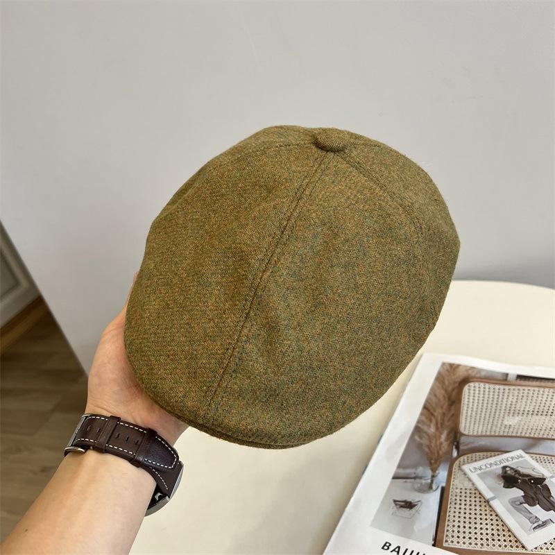 

Модная шерстяная кепка, однотонная кепка-восьмиклинка, осенне-зимняя модная авангардная кепка газетчика, ретро британская теплая кепка