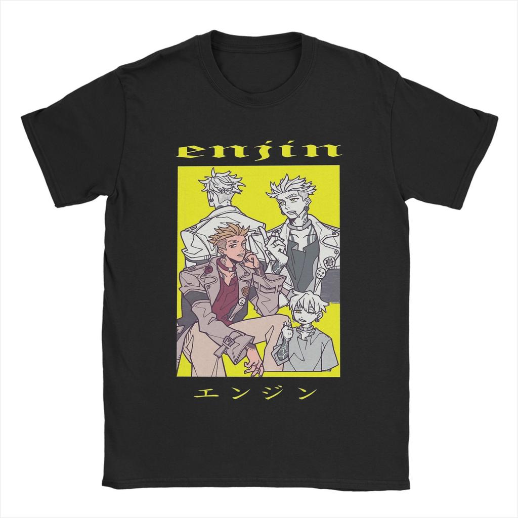Men Enjin Gachiakuta Anime T Shirts 100% Cotton Tops Humor Short Sleeve Round Neck Tees Birthday Gift T-Shirts