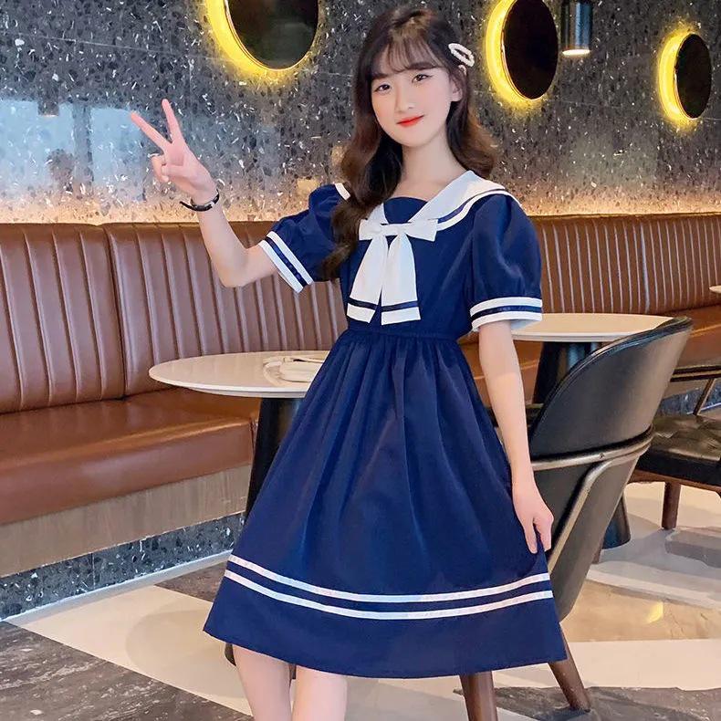Girls' Korean-Style Summer Princess Dress - College-Inspired Skirt for Kids