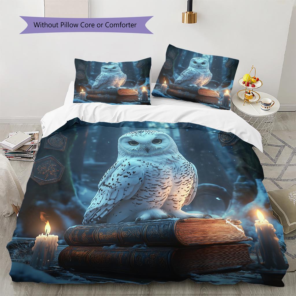 Magic Owl Pattern Bedding Home Decoration Birthday Gift (1 * Duvet Cover + 2 * Pillowcase, Without Core)