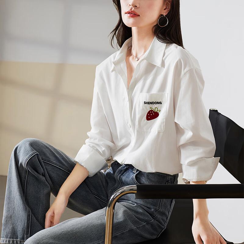 SOFSIL Women s 2026 Spring Embroidered Cotton Long-Sleeve Shirt L