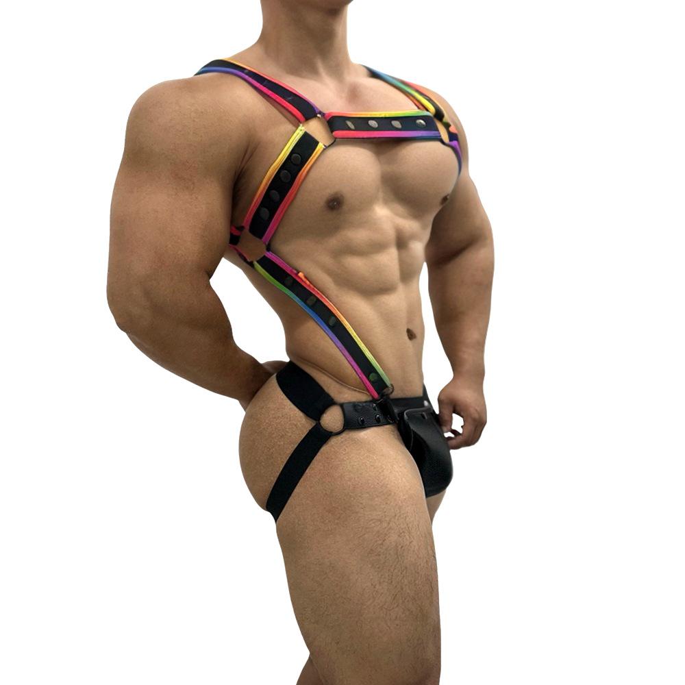 Men's Leather Body Harness Bondage Thong
