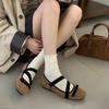 Square head cross strap French Mary Jane women's shoes 2025 ballet shoes bow platform shallow mouth single shoes