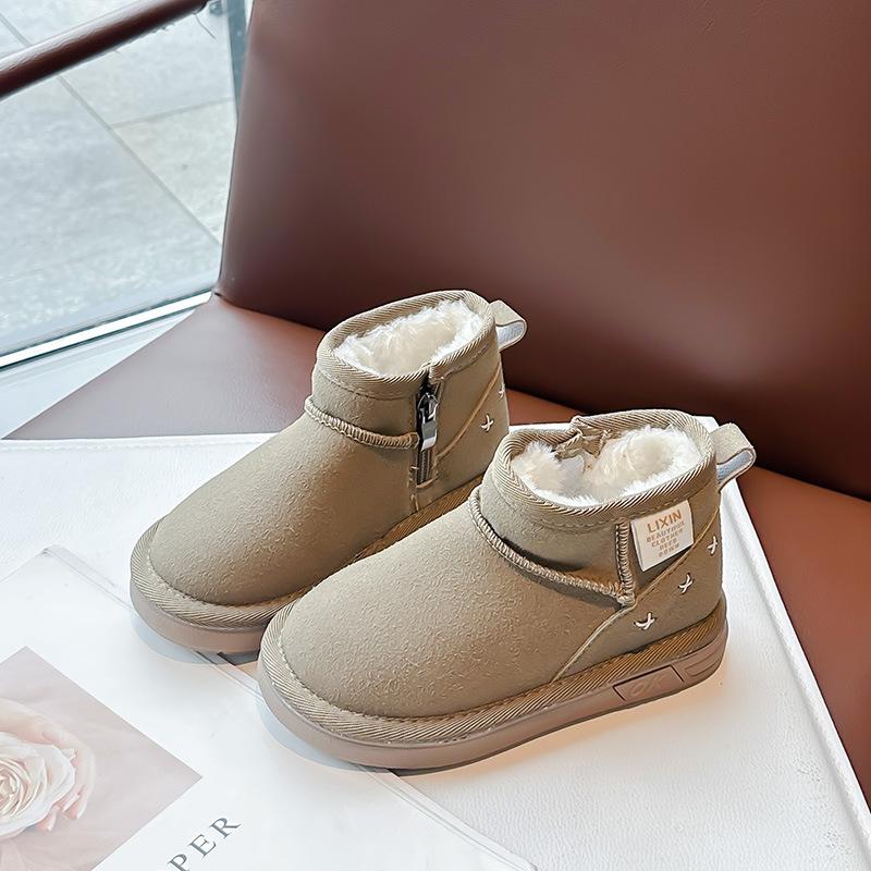 

Обувь для девочек, зимние сапоги, новые бархатные утолщенные детские хлопковые сапоги, симпатичные короткие сапоги с бантом на мягкой подошве, зимние 27 хаки