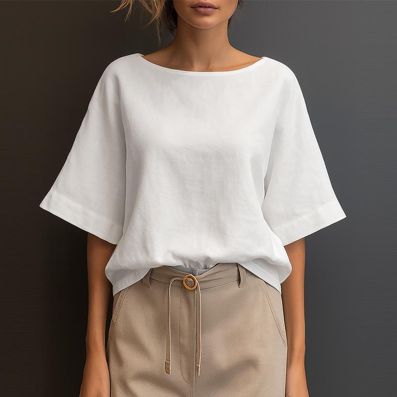 ZANZEA Women Casual Round Neck Solid Color Half Sleeve Blouse S