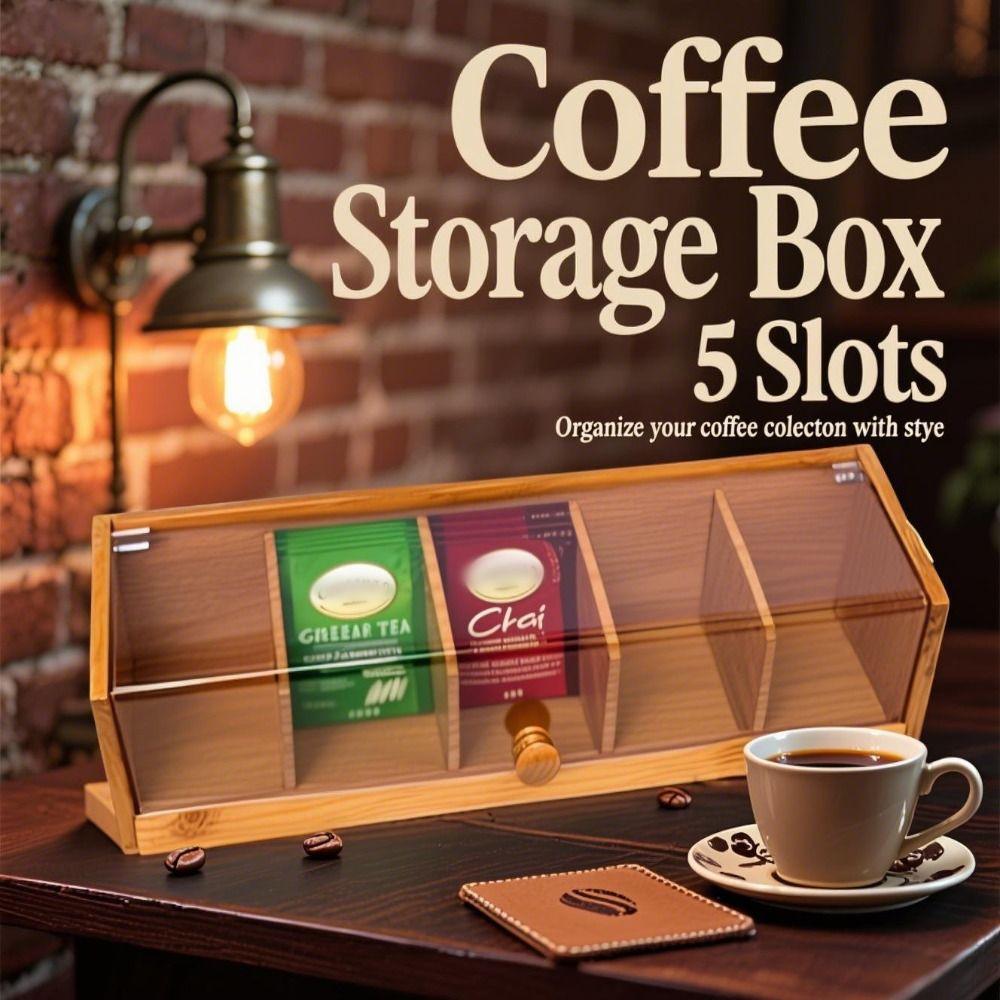 5 Slots Tea Bag Storage Organizer Handmade Desktop Sundries Organizer Tea Storage