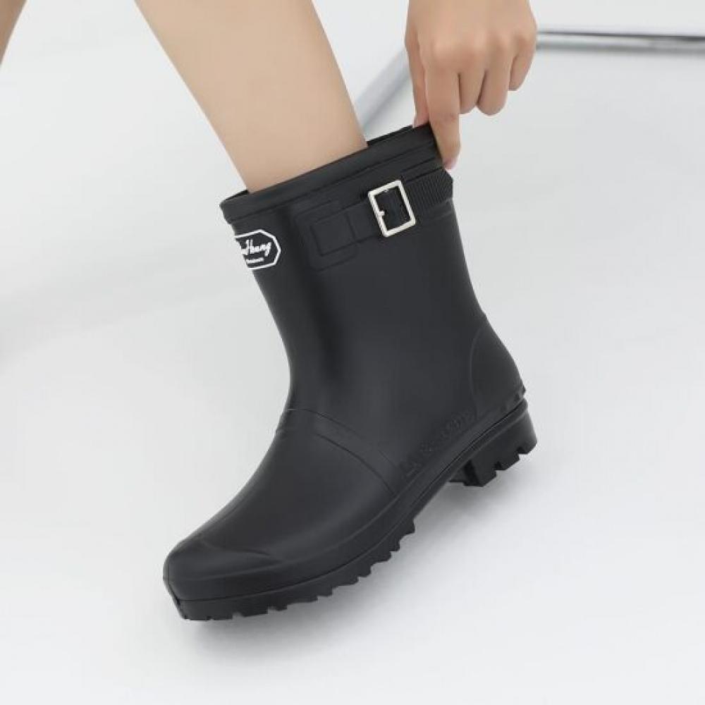 Jisyu Anique Short Buckle Rain Boots 3cm