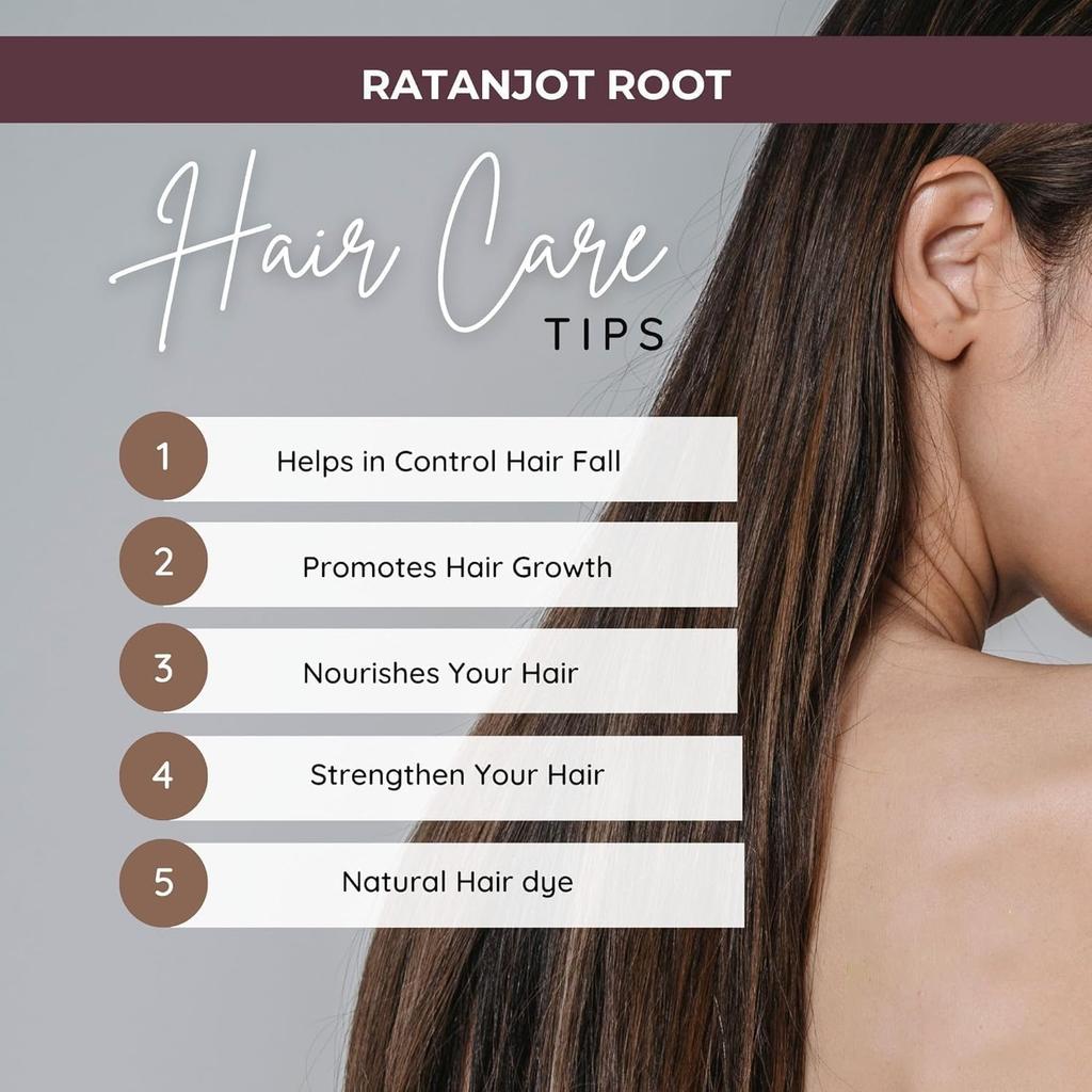 BrijBooti Ratanjot Root 100 Gr - Raw Alkanet Root - Alkanna Tinctoria For Cooking, Hair Fall, Hair Growth, Skin Burns
