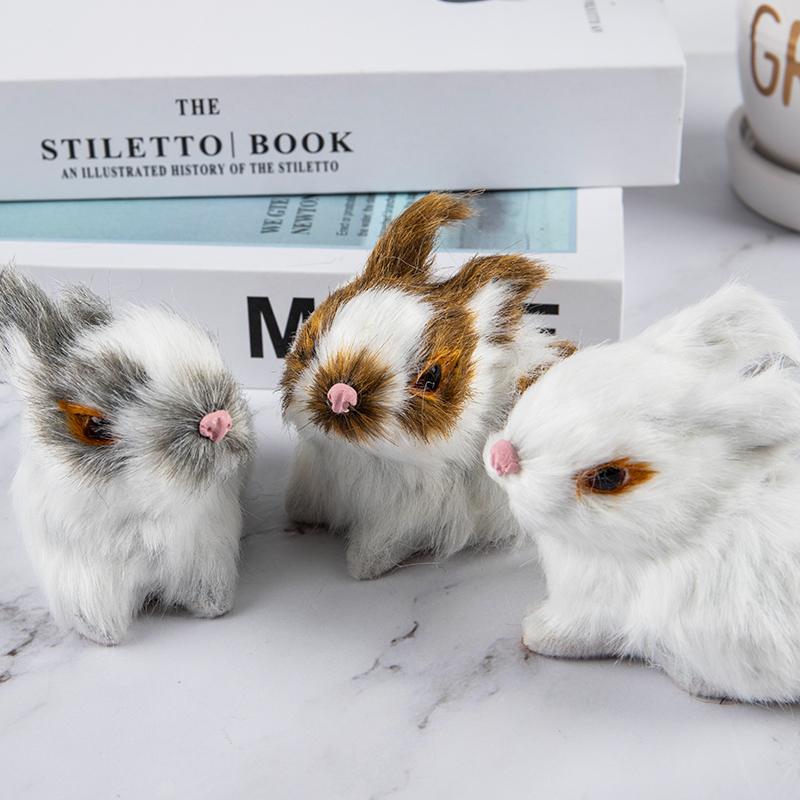 

Мини реалистичный милый плюшевый кролик мех реалистичное животное пасхальный кролик модель подарочная игрушка