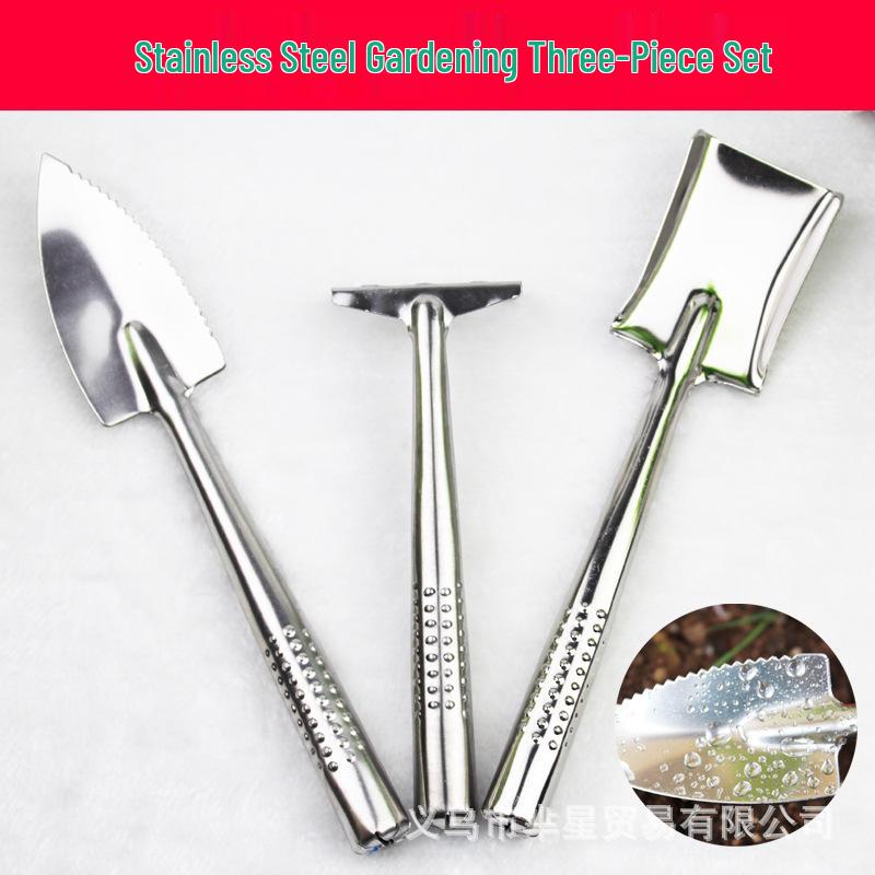 

Набор садовых инструментов из нержавеющей стали: Лопата, мотыга и грабли для цветов и горшечных растений.