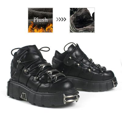 Punk Style Women Shoes Lace Up Heel Platform Shoes Woman Rock Boots Metal Decor Woman Sneakers
