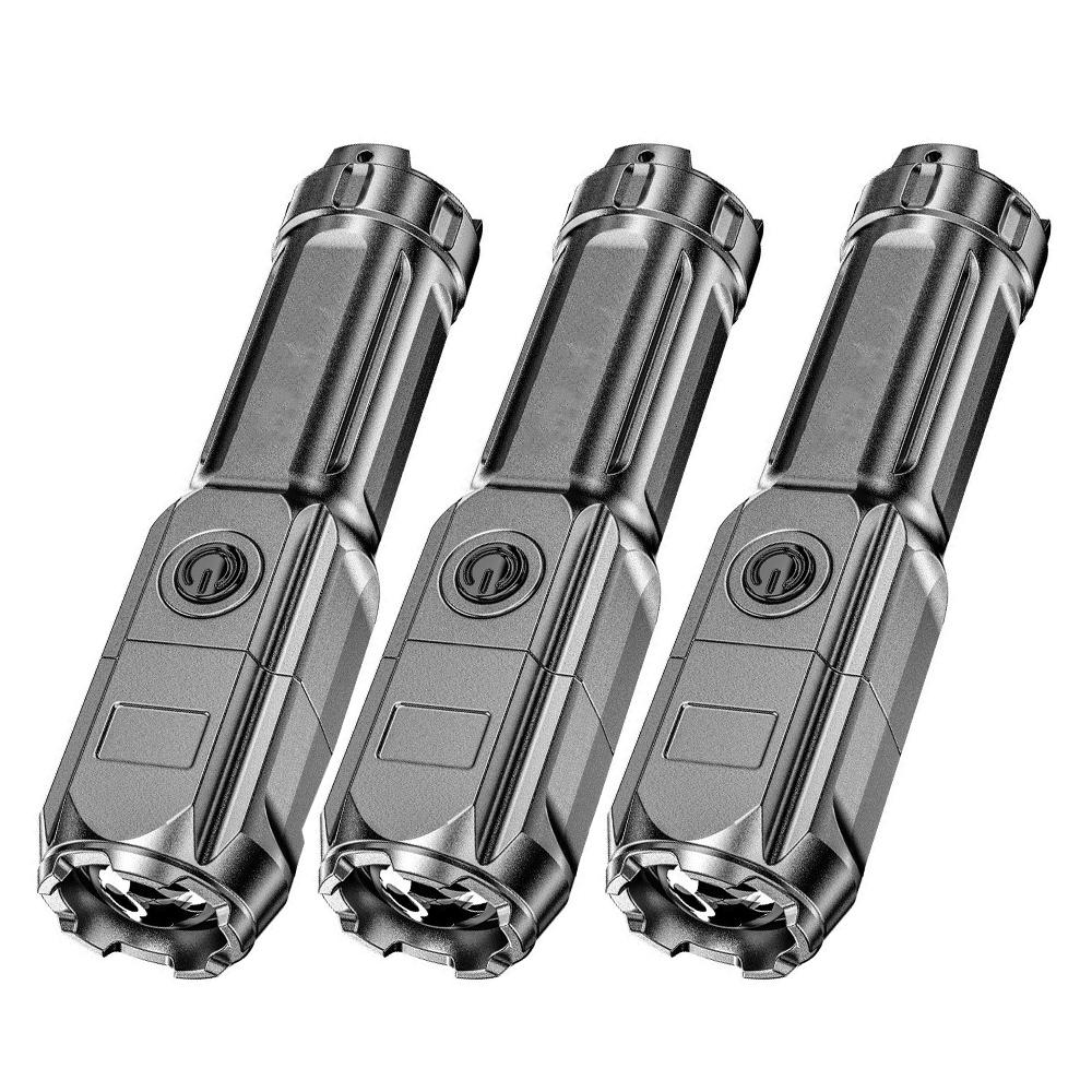 Tragbare LED-Taschenlampe ABS Starke Lichtfokussierung Taschenlampe USB-wiederaufladbar Outdoor Haus Starke Lichtstrahler Wasserdicht