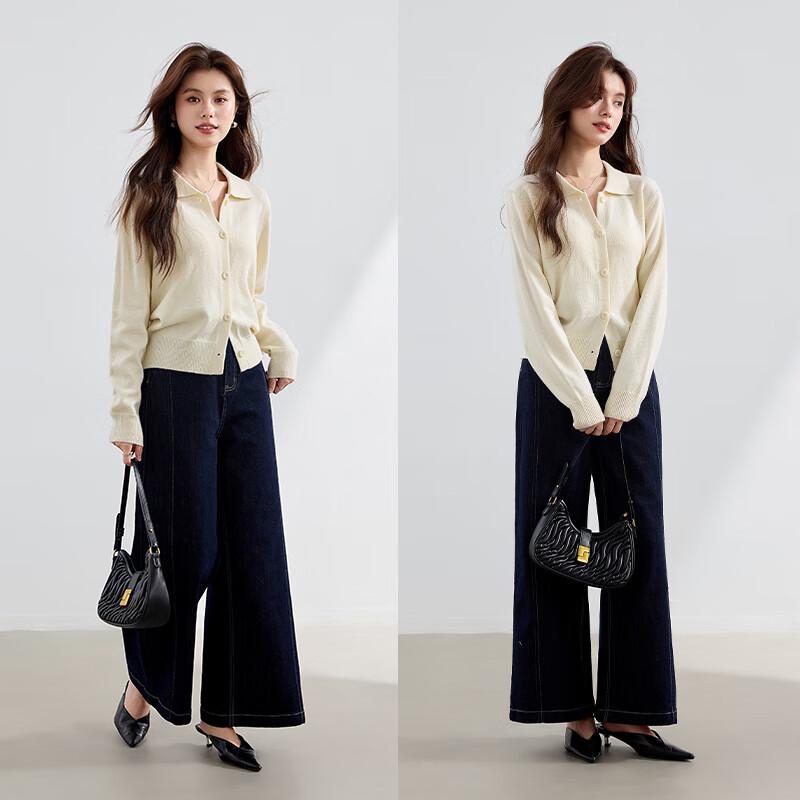 VICTORIA&VERA Women's Wool Blend Polo Knit Sweater