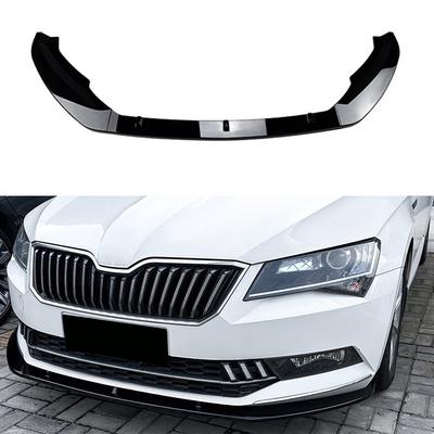 Front Bumper Lip Spoiler Splitter For Skoda Superb B8 2016-2018 Diffuser Body Kits Glossy black/Carbon Fiber Look