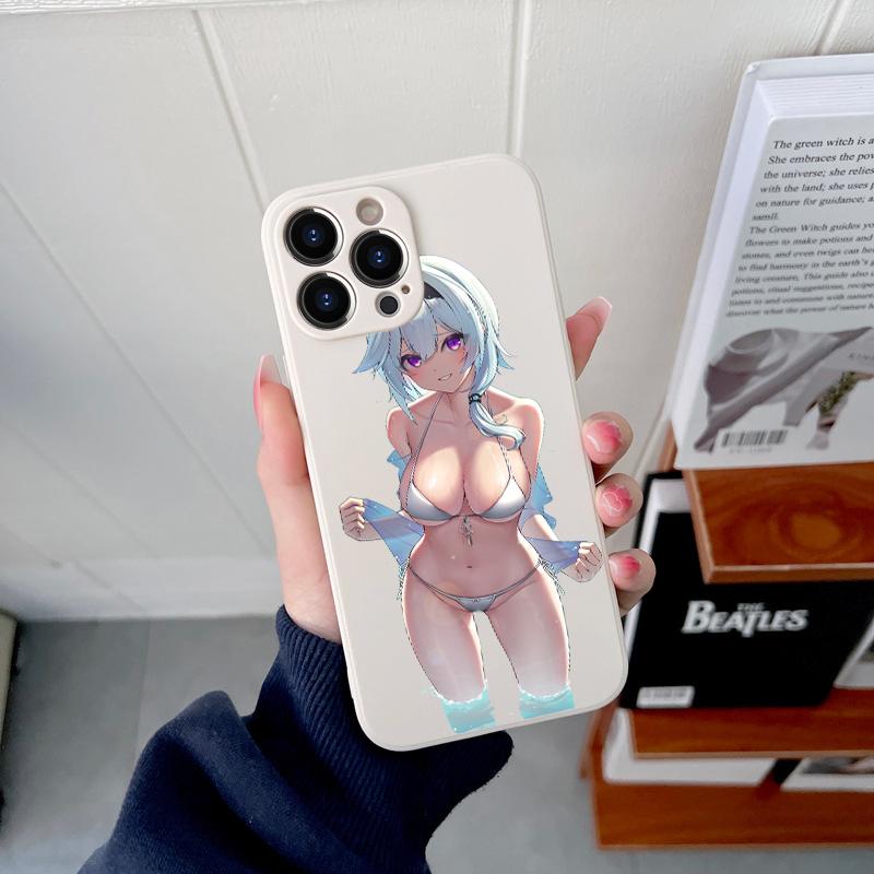 Genshin Impact Sexy Girl Original Square Liquid Silicone Phone Case For iPhone 14 11 12 13 Pro Max X XS XR 7 8 Plus DIY Cover