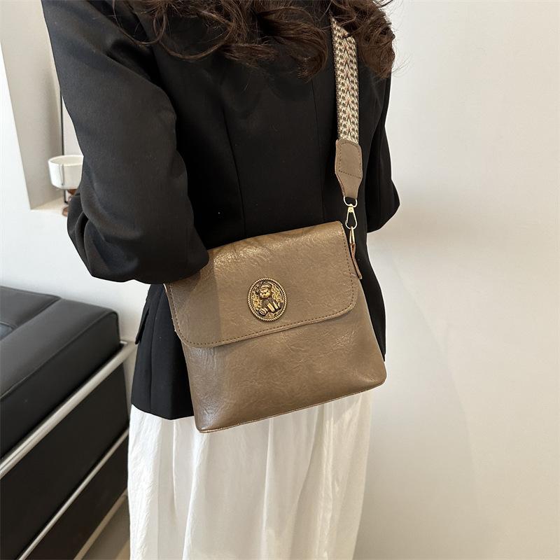 Beliebte Tasche Bucket Bag Damen Neue Retro Trendige Textur Schultertasche Modische Breiter Schultergurt Umhängetasche