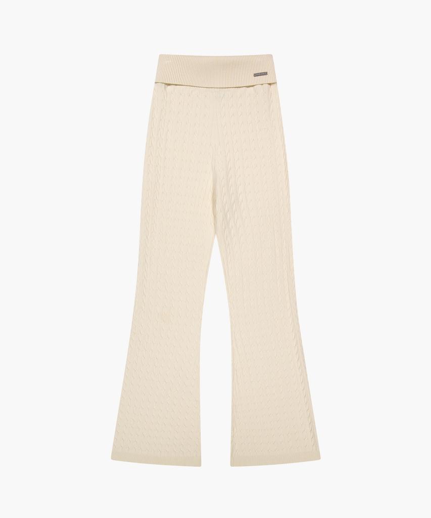 HDEX Damers Flettstrikkede Bootcut-bukser (elfenbein)