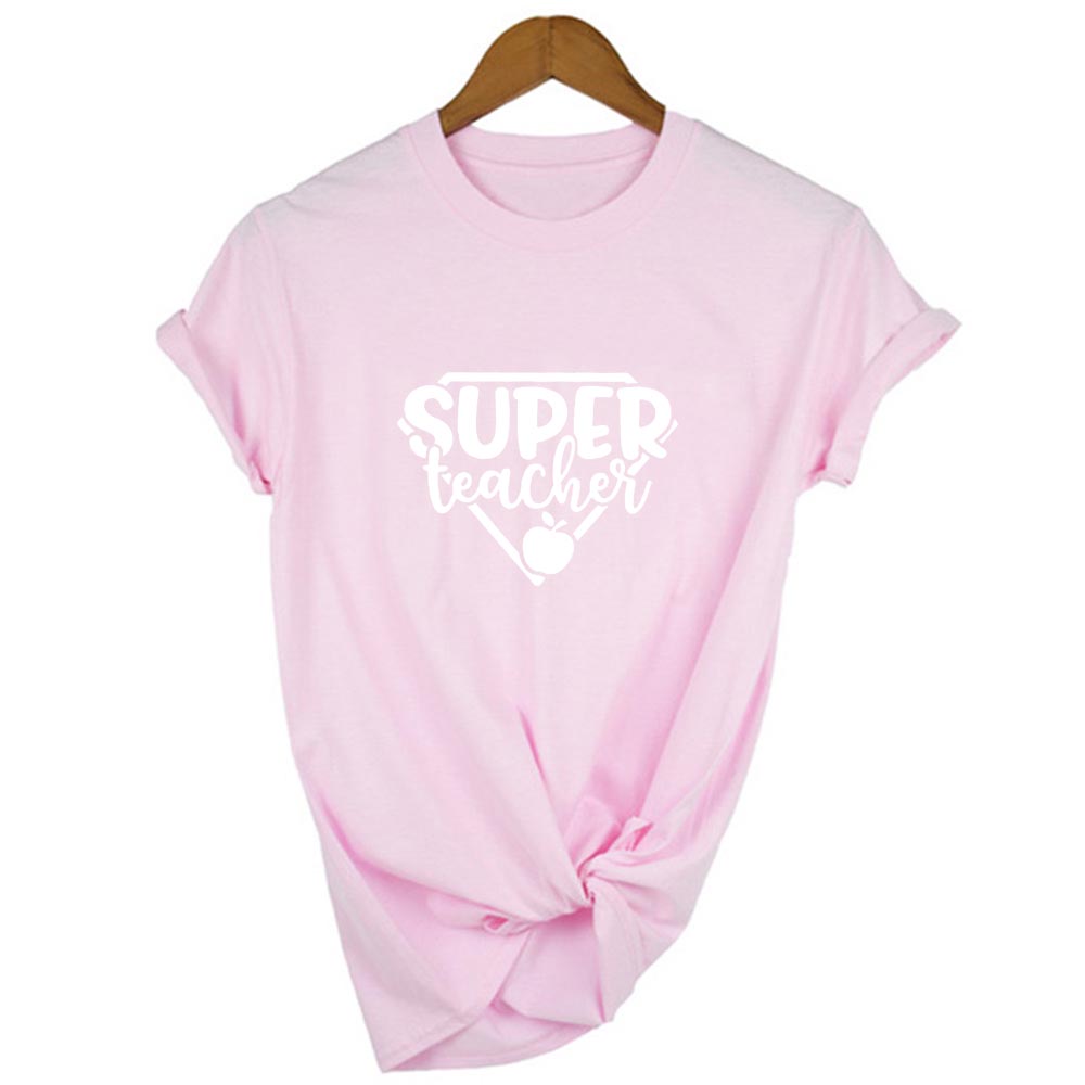 Super Teacher Letter Print Graphic Summer Tees Women Short Sleeve O Neck T Shirt Vintage Harajuku