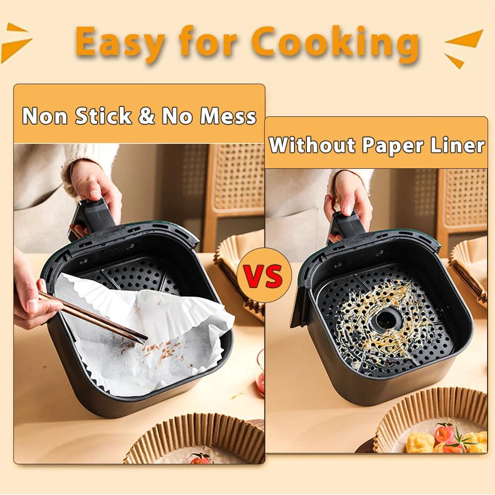 50/100/200Pcs Air Fryer Disposable Paper Non-Stick Airfryer Baking Papers Round Air-Fryer Paper Liners Paper Kitchen Accessories