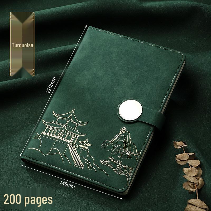 Guochao A5 Leather Business Diary Set: Custom Logo Notebook Gift Box for Meetings