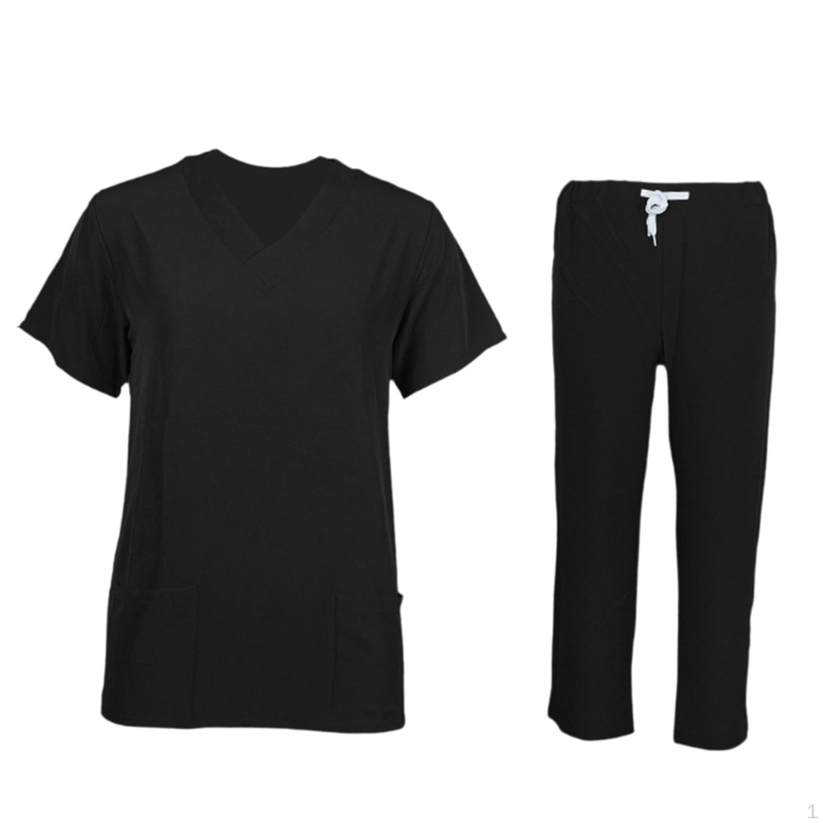 Стильный медицинский набор с удобными карманами для женщин-профессионалов в индустрии красоты. Black S