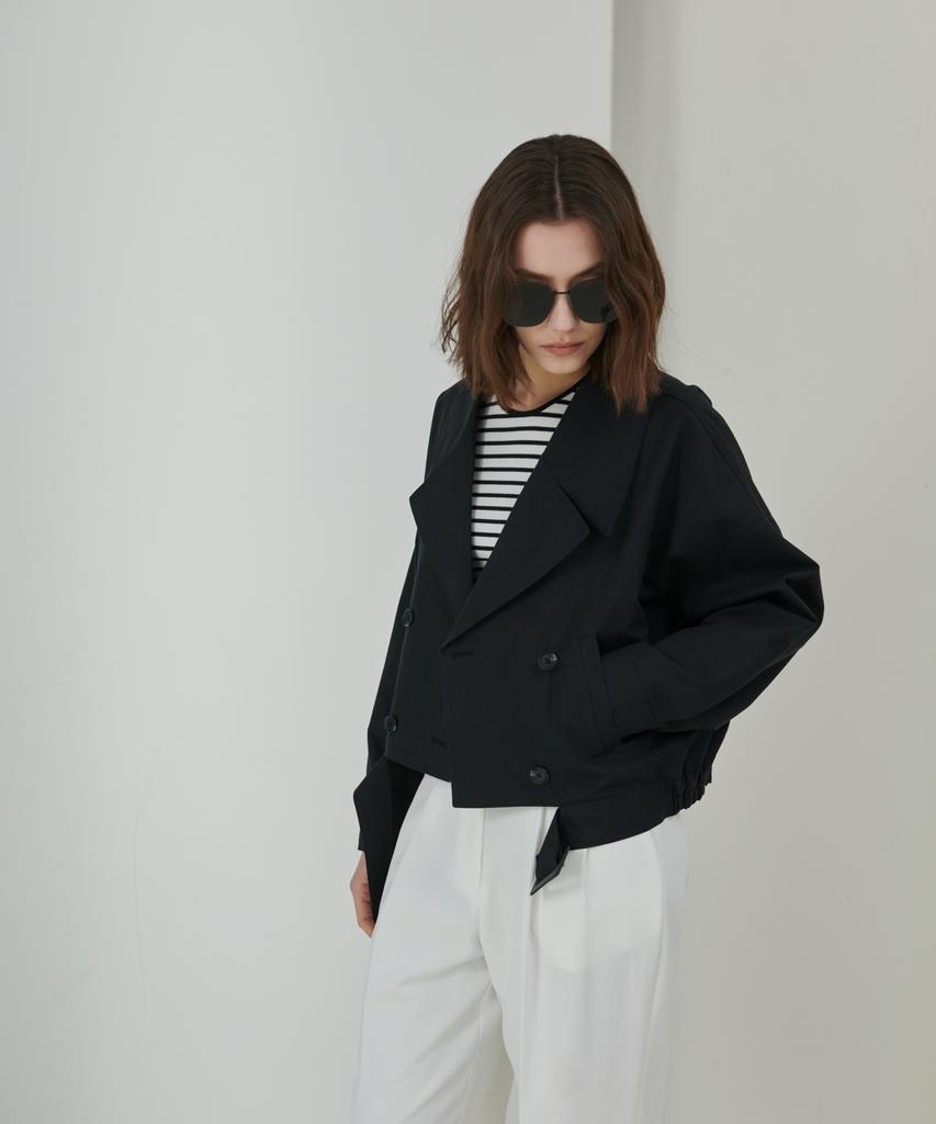 Oyy Crop Double Trench_Black