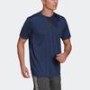 adidas T Shirts Men's Dark Blue Crew Neck Moderate Straight Fit GM2129